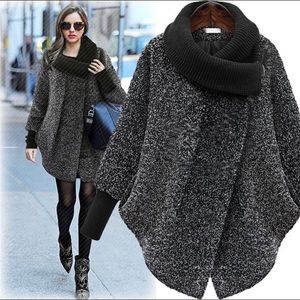 Knitted Turtleneck Wool Coat